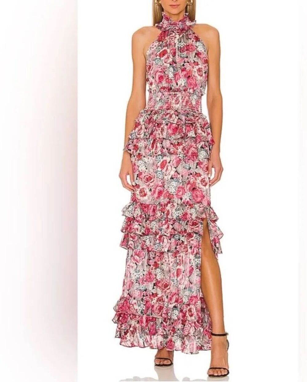 Elliatt Dunmore Floral Tiered Georgette Cocktail Dress
